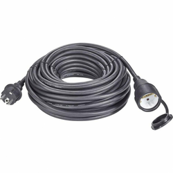 renkforce Električni podaljševalni kabel [ zaščiteni kontakti-gumijast-vtič - zaščiteni kontakti-gumijast-s sklopko] 16 A črne barve 10 m