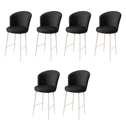 Hanah Home Set barskih stolica Alte, 6 komada, Crno-beli