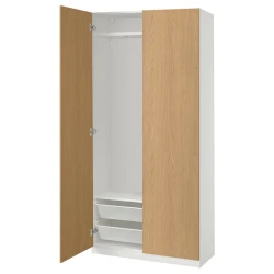 PAX / STORKLINTA Kombinacija garderobera, bela/im. hrastovine, 100x38x201 cm