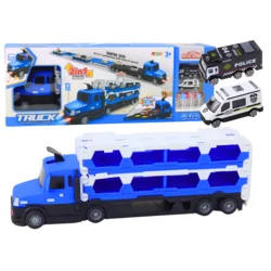 Lora + Dirkaška steza LEAN TOYS 2v1, modra, luči, zvoki, znaki, avtomobilčka