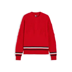 Tommy Jeans Pulover rdeča/črna/bela