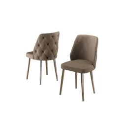 Hanah Home set trpezarijskih stolica Leja 6 kom, kapućino tkanina Babyface, hromirane metalne noge
