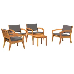 Vidaxl Bistro komplet z blazino 5 szt. Rjava Poliester