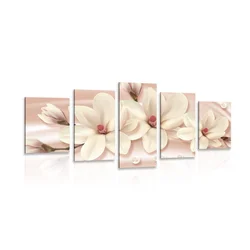 5-delna slika luksuzna magnolija z biseri - 200x100