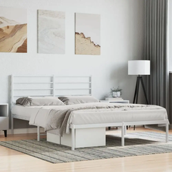 Greatstore Kovinski posteljni okvir z vzglavjem bel 140x200 cm