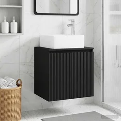 Umivaonik s policom Crna 53 x 35 x 63 cm Konstruirano drvo