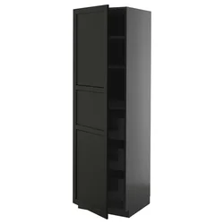 METOD / KNIVSHULT Visoki element s fiokama, Crnosiva/Lerhyttan crno bajcovano, 60x60x200 cm