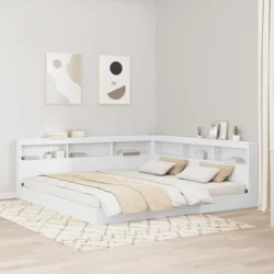 Krevet s policama Bijelo 180 x 200 cm Konstruirano drvo