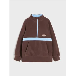 Sinsay - Duks od flisa half-zip Active - tamno braon