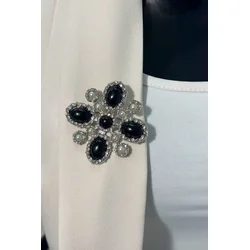 Floral brooch 2 silver + black
