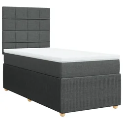 Vidaxl Box spring postelja z vzmetnico temno siva 80x200 cm blago