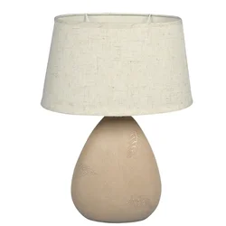 CERAMIC TABLE LIGHT/?27/MAX 42W/OVAL/WITH SILVER LEAVES DESIGN/BEIGE