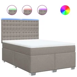 Vidaxl Box spring postelja z vzmetnico taupe 140x190 cm blago