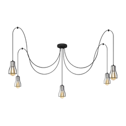 Luster na sajli TUBE 5xE27/15W/230V pauk crna/hrom