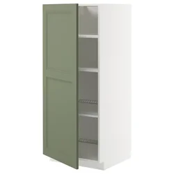 METOD Visoki element s policama, bela/Axstad sivozelena, 60x60x140 cm