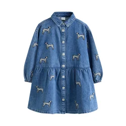 Next Obleka moder denim / črna / bela
