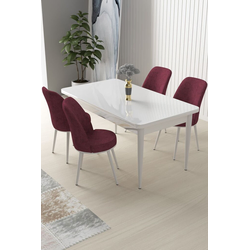 Hanah Home Set Trpezarijski sto i 4 stolice Nil, Bordo-beli