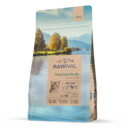 RAWIVAL Suva hrana za mačiće mačke u gestaciji i laktaciji sa pačetinom i ćuretinom 0.4kg