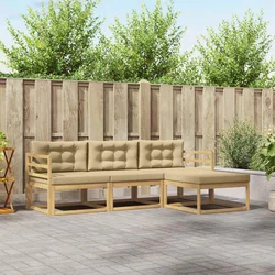 Set vanjskih sofa s jastukom 4 pcs Bijela i bež Poliester
