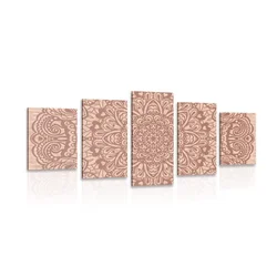 5-delna slika rožasta Mandala - 100x50