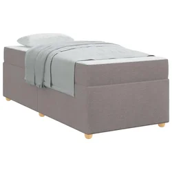 Vidaxl Konstrukcija postelje z vzmetnico Taupe 80 x 200 cm blago