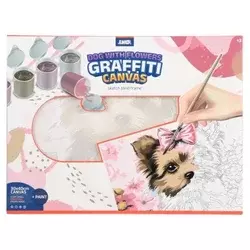 Junior graffiti canvas blind ram sa skicom kuca sa cvećem bela 30x40cm ( 132953 )
