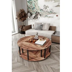Hanah Home Set Stolova za dnevnu sobu Yin Yang 4 70, Braon
