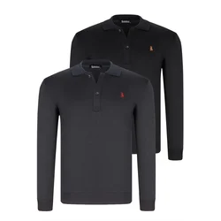 DOUBLE SET V4007 DEWBERRY MENS SWEATSHIRT-BLACK-NAVY BLUE