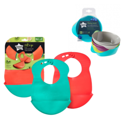 Tommee Tippee Set za bebe, Portikle RollNGo, 2 komada + Činije, 4 komada, Višebojni