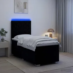 vidaXL Postelja boxspring z vzmetnico Črna 80 x 200 cm Žamet