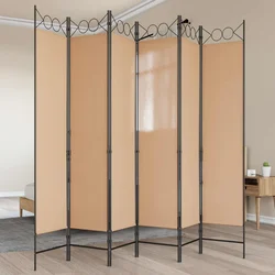 Razdjelnik prostora s 6 panela Bež 240 x 200 cm Tkanina