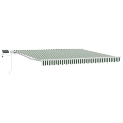 Skrovita tenda Zelena i bijela 400 × 300 cm Tkanina i čelik