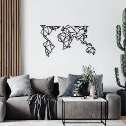 Wallity Zidna dekoracija World Map, 100x59 cm, 1.2mm, Crna
