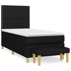 Vidaxl Box spring postelja z vzmetnico črna 90x200 cm blago