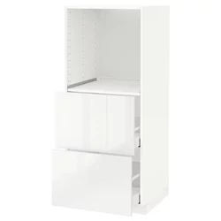 METOD / MAXIMERA Vis. elem. s 2 fioke za pećnicu, bela/Ringhult bela, 60x60x140 cm