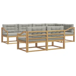 Set vanjskih sofa 6 pcs Bijela i svjetlosiva Poliester