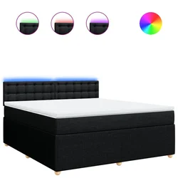 Vidaxl Box spring postelja z vzmetnico črna 180x200 cm blago