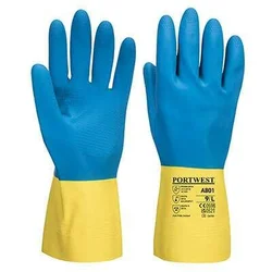 PORTWEST Rukavice A801 Double latex/ žuta/plava