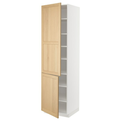 METOD Visoki element s policama/2 vrata, bela/Forsbacka hrastovina, 60x60x220 cm