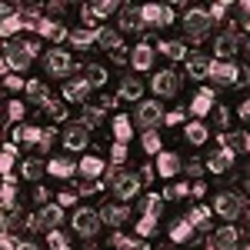 Kašaste perle (seed beads) 4 mm providna sa srebrnom linijom ljubicasta