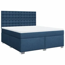 Vidaxl Box spring postelja z vzmetnico modra 180x200 cm blago