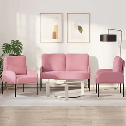 Setovi sofa 3 pcs Ružičasta 115 x 56 x 80 cm Šperploča