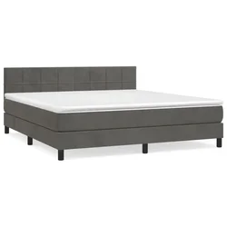 Vidaxl Box spring postelja z vzmetnico temno siva 180x200 cm žamet