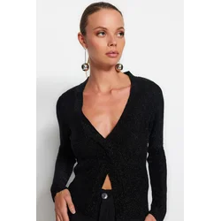 Trendyol Black Silvery Slit Detailed Knitwear Sweater