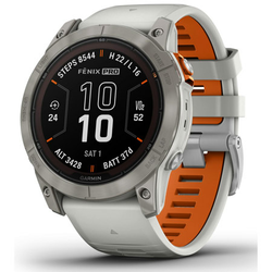 GARMIN pametna ura Fenix 7X Pro - Sapphire Solar 51mm BT, Titanium (Fog Gray/Ember Orange Band)