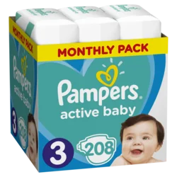 Pampers Pelene Active Baby 3, Monthly, 6-10 kg, 208/1