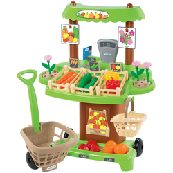 Zelenjavna Bio stojnica z vozičkom Organic 100% Chef Écoiffier rjava s 35 dodatki od 18 mes