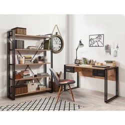 Hanah home Set radni sto i komoda COSMO Bež-Crni