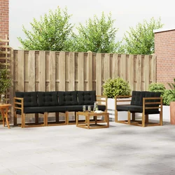Set vanjskih sofa s jastukom 7 pcs Prirodna i crna