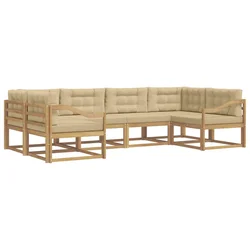 Set vanjskih sofa s jastukom 6 pcs Bijela i bež